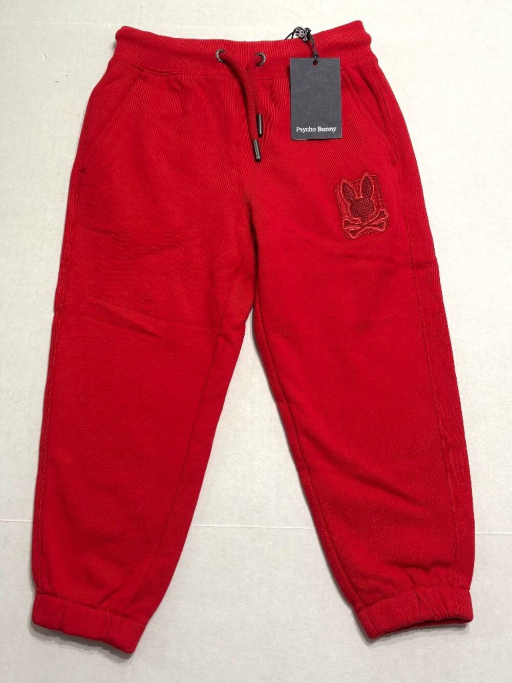 NWT Psycho Bunny Kids Pierce Embroidered French Terry Sweatpant Brilliant Red